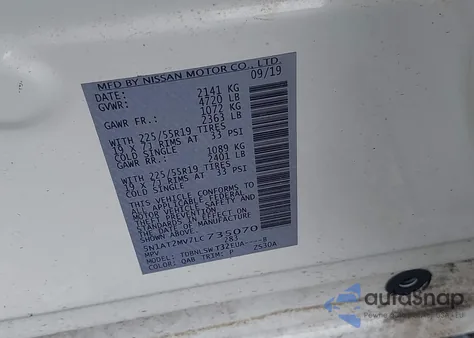 2020 Nissan Rogue Sl Intelligent Awd from USA, damaged, VIN 5N1AT2MV7LC735070